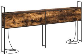 Tárolós Fejtámla Töltő Állomással Füstölt tölgy 180 cm Faanyag