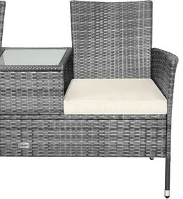 Casaria® Kerti rattan pad 143x55x88cm - szürke