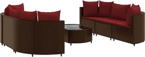 vidaXL 7 részes barna polyrattan kerti ülőgarnitúra párnákkal