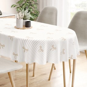 Goldea ovális pamut terítő - latte masnik és csíkok 120 x 200 cm