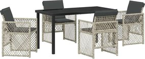 vidaXL Kert étkező szett 5 pcs Világosszürke polirattan