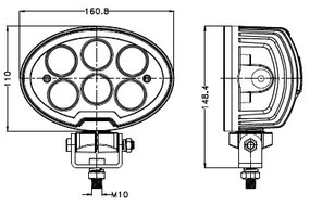 LED Autós spotlámpa BLACK LED/60W/10-30V IP69 5700K ovális