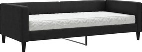 vidaXL fekete szövet kanapéágy matraccal 90 x 200 cm