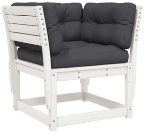 vidaXL fehér tömör fenyőfa kerti karfás kanapé párnával