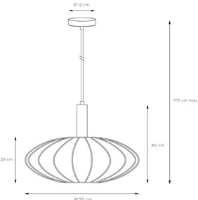 Lucide 03447/52/38 - Csillár zsinóron CORINA 1xE27/40W/230V átm. 50 cm krémes