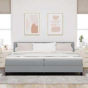 Boxspring Ágy Mattal Világosszürke 200x200 cm Ágynemű