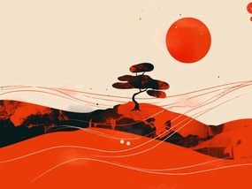 Poszter 100x75cm Piros sivatagi tájképek