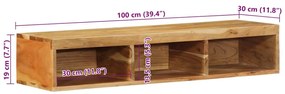 tömör akácfa falra szerelhető TV-szekrény 100x30x19 cm