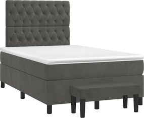 vidaXL sötétszürke bársony rugós ágy matraccal 120x190 cm