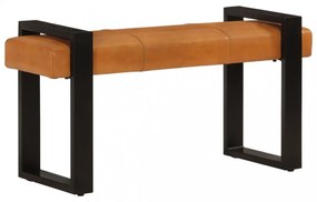 fekete-barna valódi kecskebőr pad 110 cm