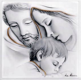 A Szent Család képe fából készült, keretbe foglalva 40x40 cm