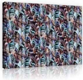 Vászonkép 60x40 Toll minta részletek természetes nyugodt dekoratív kék