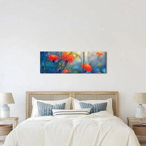 Kép - Narancssárga virágok (órával) (90x30 cm)