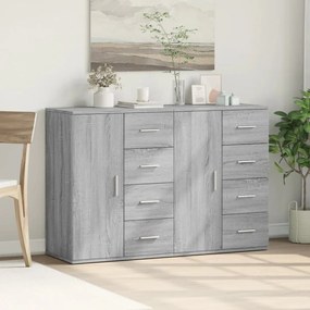 2 db szürke sonoma színű szerelt fa tálalószekrény 59x39x80 cm