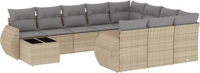 vidaXL 11 részes bézs polyrattan kerti ülőgarnitúra párnákkal