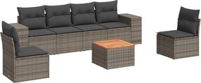 vidaXL 7 részes szürke polyrattan kerti ülőgarnitúra párnákkal