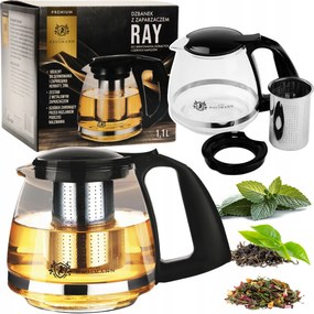 Teafőző, Hőálló Üveg Kanna 1100ml Tea, Kávé Készítéséhez, Tetővel