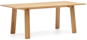 Bővíthető étkezőasztal tölgyfa dekoros asztallappal, hosszabbító asztallappal 95x200 cm Arlen – Kave Home