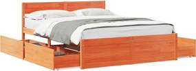 vidaXL viaszbarna tömör fenyőfa ágy matrac nélkül 150 x 200 cm