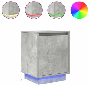 2 db betonszürke éjjeliszekrény LED-fényekkel 38x34x50 cm