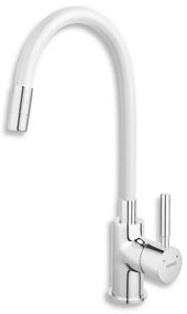 FERRO - Mosogató csap rugalmas karral fényezett króm/fehér