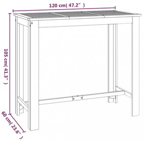tömör akácfa kerti bárasztal 120 x 60 x 105 cm
