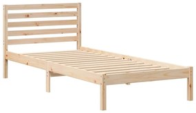 Ágykeret fejtámlával Barna 90 x 210 cm Tömör fenyőfa