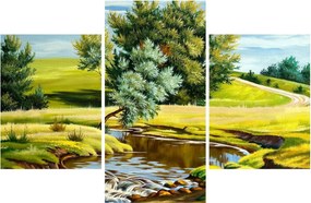 Kép - folyó a rétek között,, olajfestmény (90x60 cm)