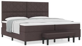 Box Spring ágy matraccal és padról sötétbarna 200x200 cm szövet