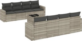 vidaXL 9 részes világosszürke polyrattan kerti ülőgarnitúra párnával