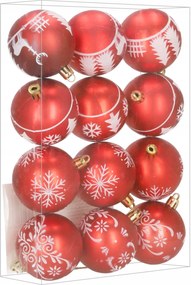 Karácsonyfadísz 12x Piros Karácsonyfadísz 7cm