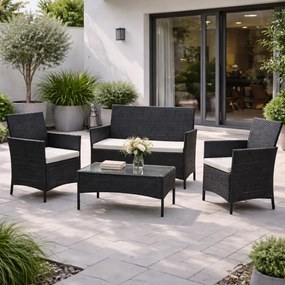 7-részes AVENBERG GRANDE kerti bútor szett - fekete