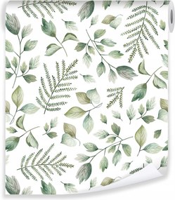 Tapéta Levelek Zöld A Falon Nappali Hálószoba Konyha Fal