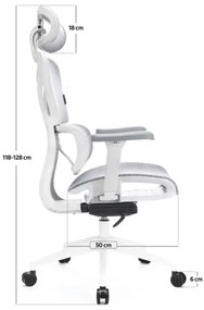 Ergonomikus irodai szék LEVANO szürke/fehér/fekete