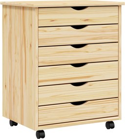 vidaXL Görgős szekrény fiókokkal MOSS Tiszta lakk 53 x 39 x 65,5 cm