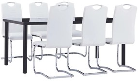 7 részes fehér műbőr étkezőgarnitúra