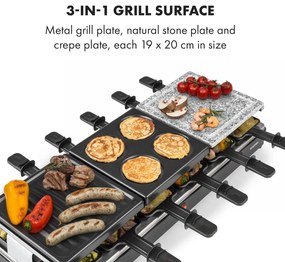 Klarstein Fonduelette XL, 3 az 1-ben raclette grill fonduevel, 1650 W, természetes kő, 6 személyre