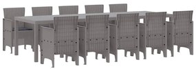 vidaXL Kert étkező szett párnával 11 pcs Világosszürke és Antracit