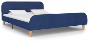 Kék szövetkárpitozású ágykeret 140 x 200 cm