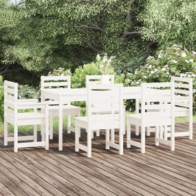 vidaXL 7-részes fehér tömör fenyőfa kerti étkezőgarnitúra