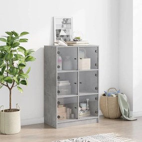 betonszürke szerelt fa magasszekrény ajtókkal 68 x 37 x 109 cm