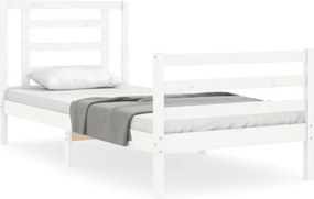 vidaXL fehér tömör fa ágykeret fejtámlával 90 x 200 cm