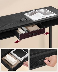 Bárasztal, magas konzolasztal töltőállomással és szövet fiókkal, fekete