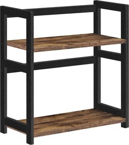 Fekete 2 szintes fűszertartó polc bambusz kerettel 42 × 18 × 43 cm