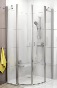 Ravak Chrome zuhanykabin 90x90 cm félkör alakú szatén matt/átlátszó üveg 3Q170U00Z1