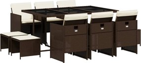 vidaXL 11 részes barna polyrattan kerti ülőgarnitúra párnákkal