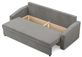 Zeus kanapéágy, bársony, hab töltet, döntött kartámasz, világosszürke