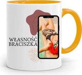 Sárga Bögre Ajándék Testvérnek Testvér Tulajdona Nyomtatott fénykép