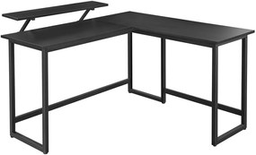 L-alakú számítógép asztal 140x130x76/91,5 cm - fekete