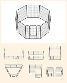Kutya kennel, kutyaketrec 77x 100cm, kültéri kisállat kifutó, fekete